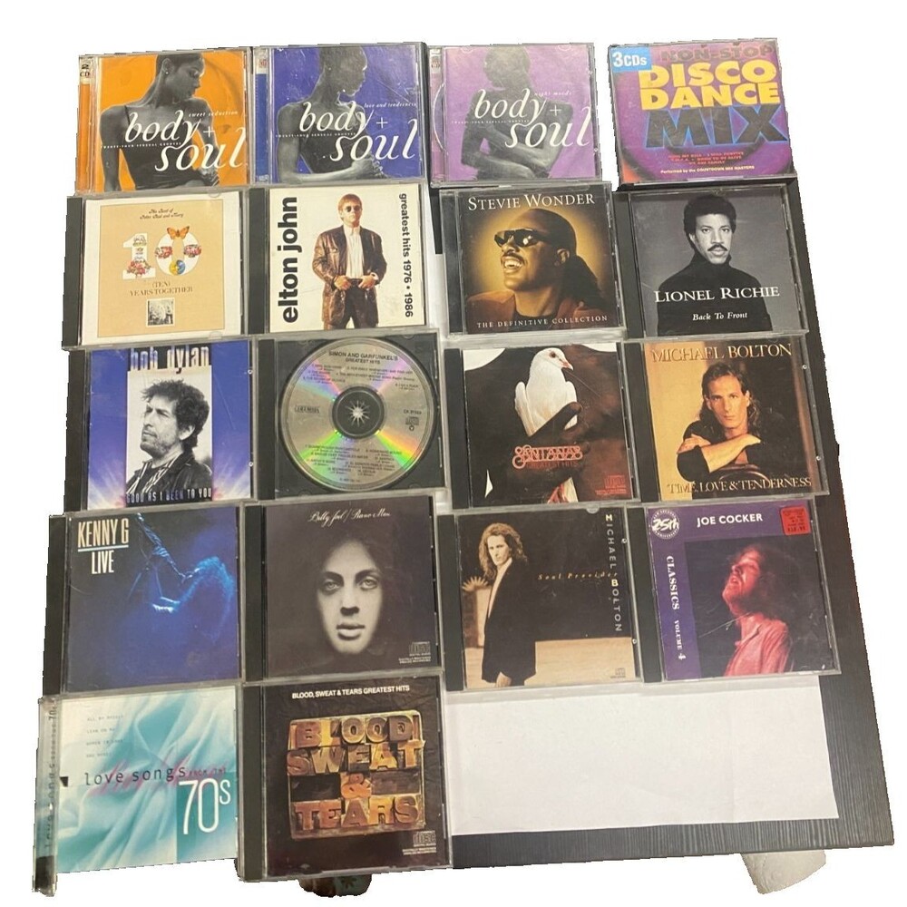 Vintage Lot Of 18 Cd Body & Soul, Simon &Garfunkel, Bob Dylan, Disco, Joe Cocker